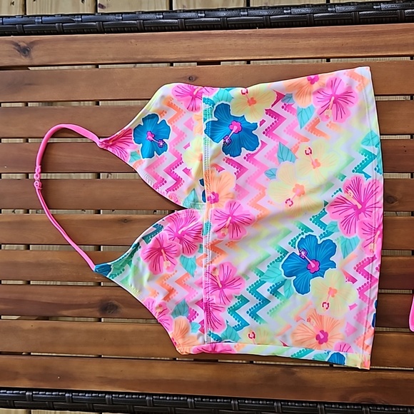 OP Girls 10/12 Tankini Tropical Floral Top Hot Pink Bottom - Picture 3 of 6